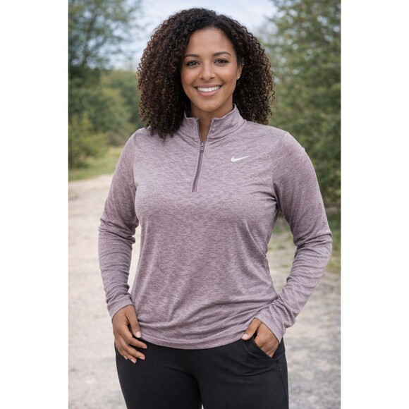 Nike Tops - ⚪ Nike Women’s Medium Dri-Fit 1/4 Zip Long Sleeve Running Top Mauve Medium